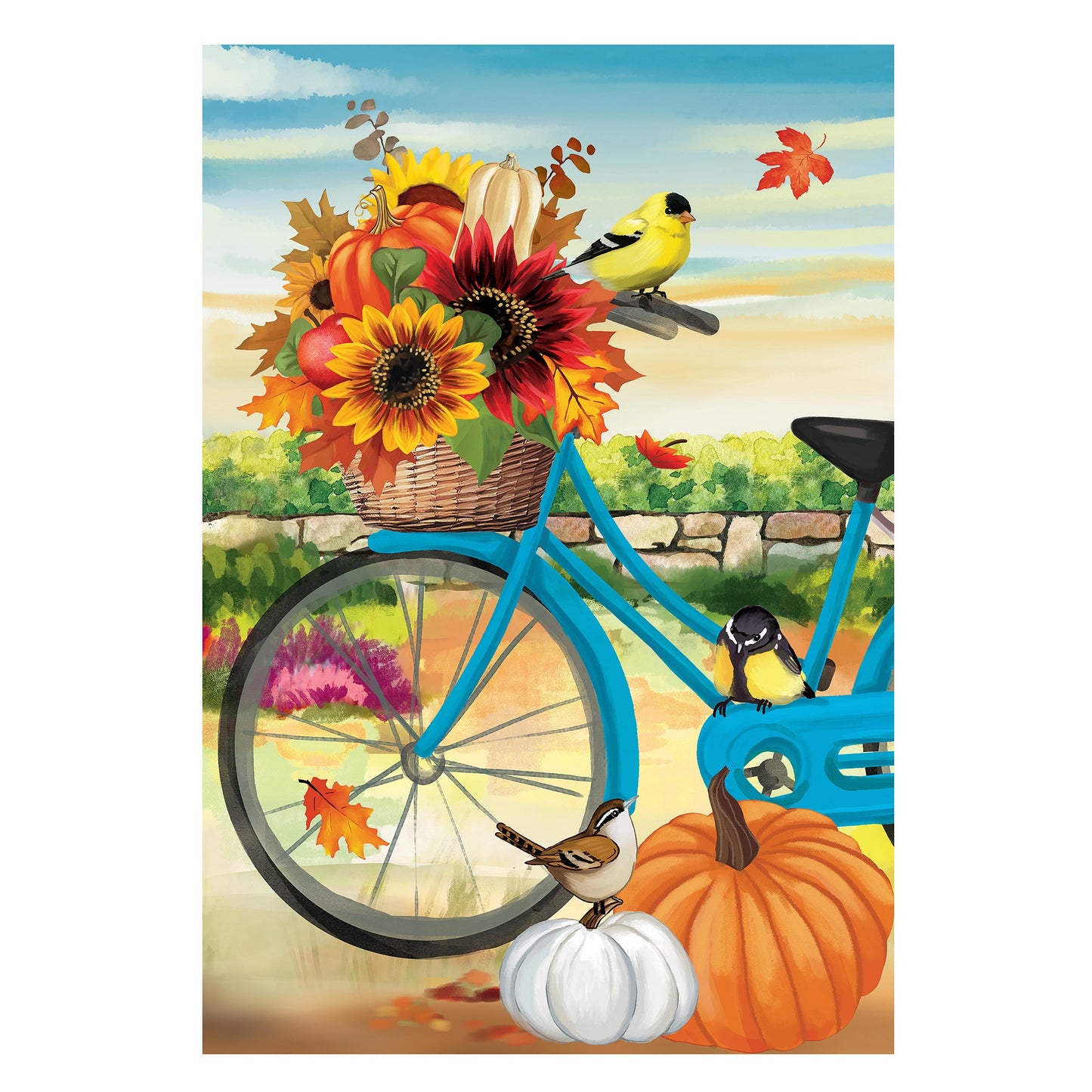 Bicycle Built For Fall Suede Garden Flag