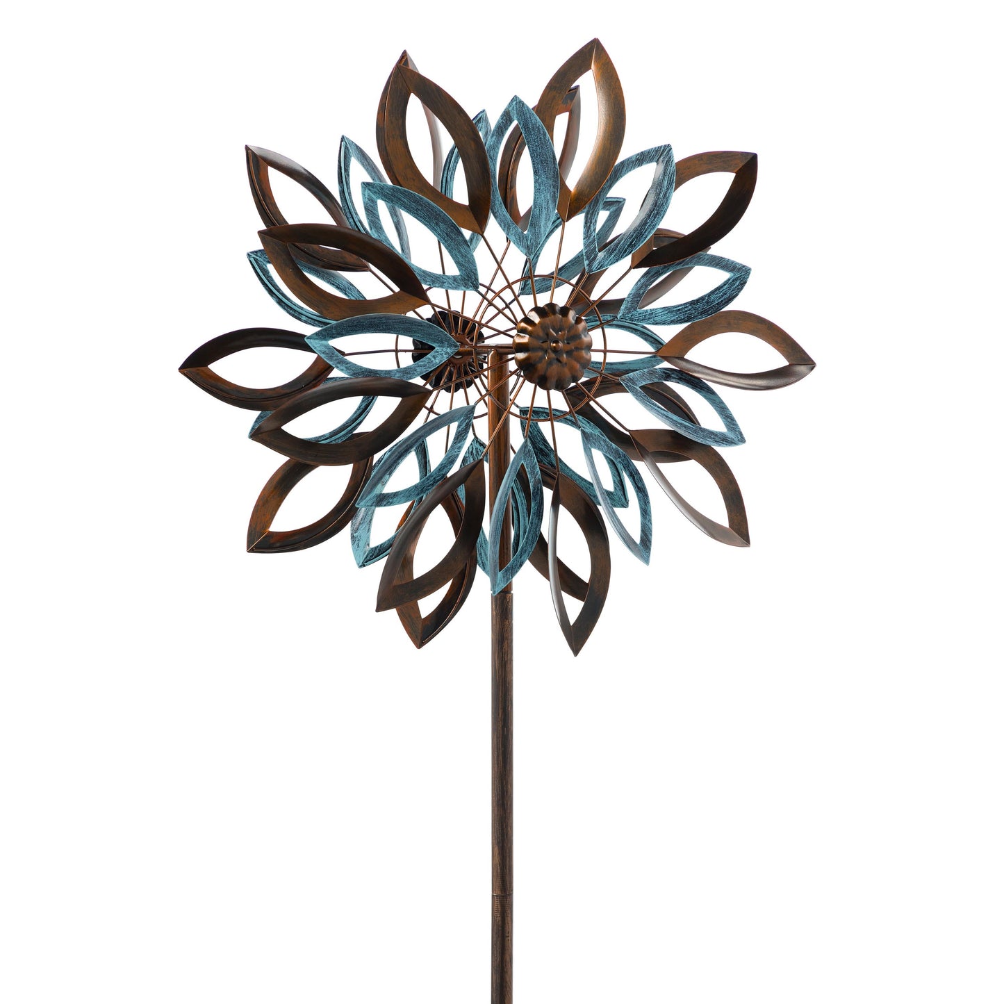 75"H Wind Spinner, Copper and Verdigris Leaves