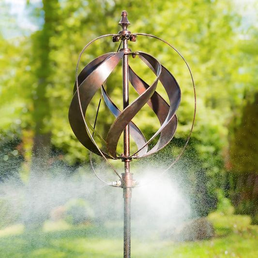 85.5"H Misting Wind Spinner, Copper Sphere