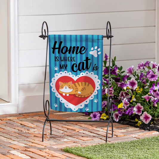 Home Is Where My Cat Is Suede Garden Flag