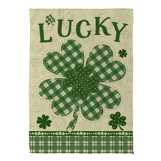 Lucky Clover Suede Garden Flag