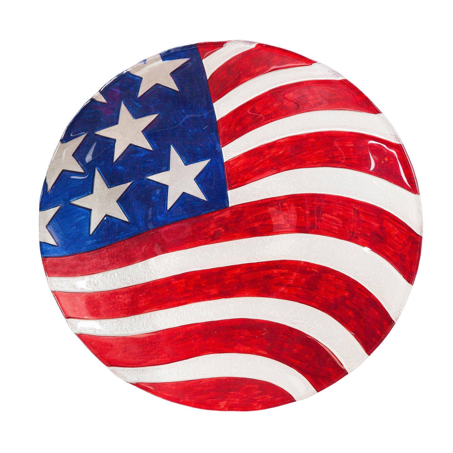 Red, White, & Bloom Birdbath, American Flag, 18"