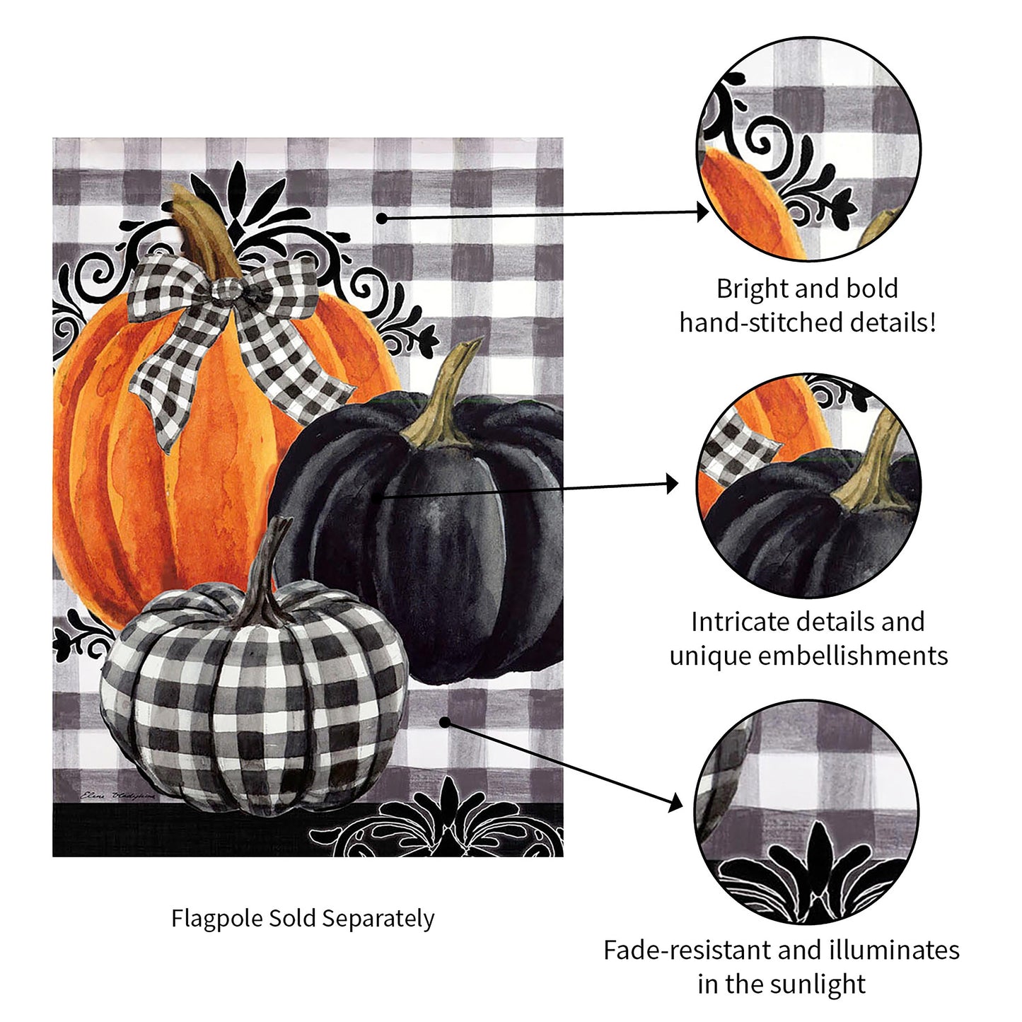 Pumpkin Check Garden Suede Flag