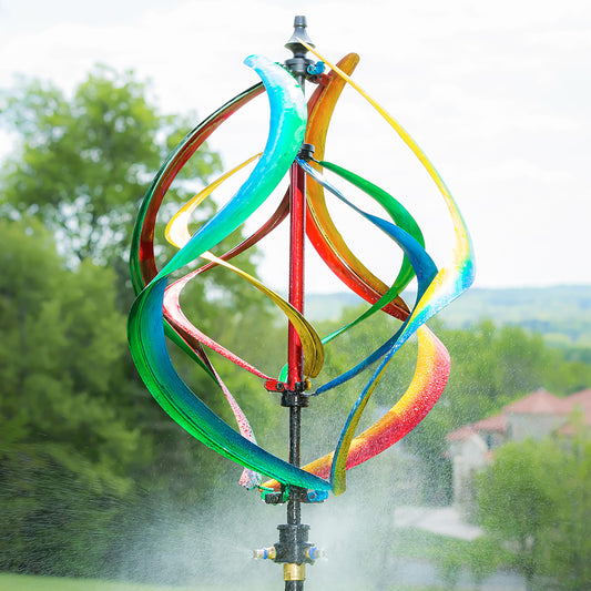 89"H Misting Wind Spinner, Multicolor Helix