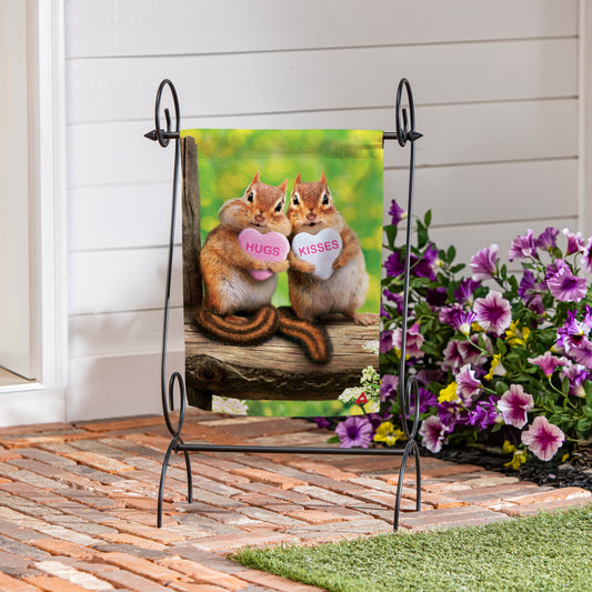 Valentine Chipmunks Suede Garden Flag