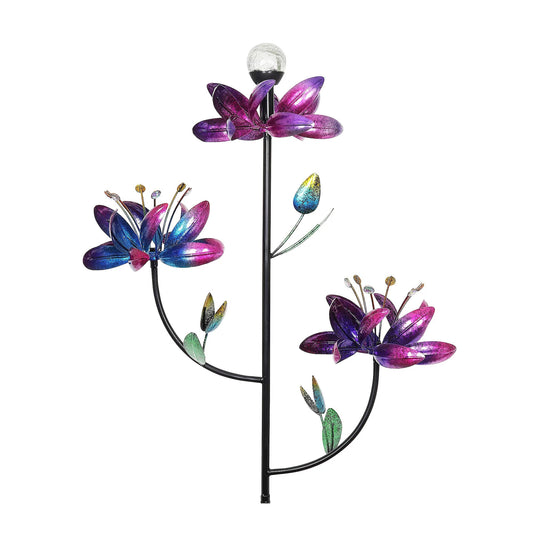 Solar Triple Flower Wind Spinner, Primary Multi
