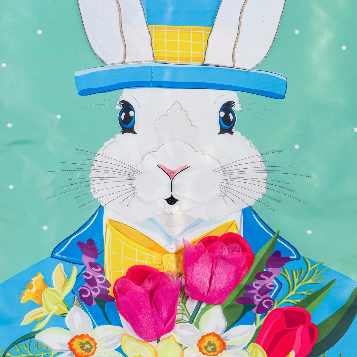 Mister Easter Bunny Applique House Flag