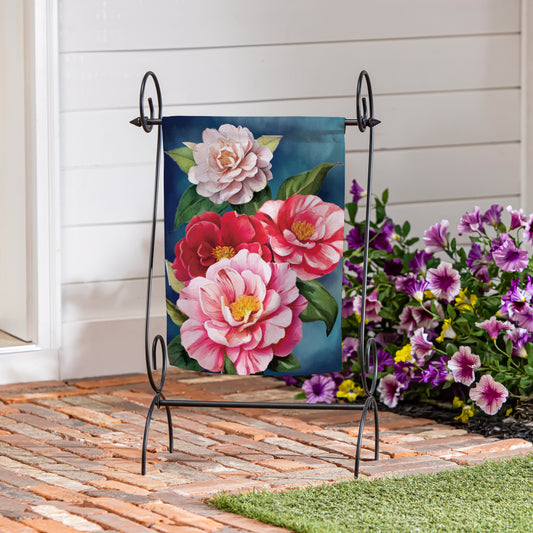 Multicolor Camellias Suede Garden Flag
