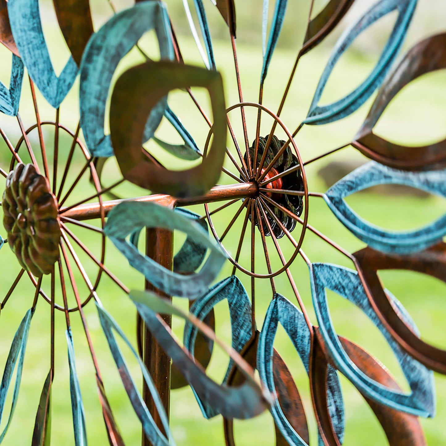 75"H Wind Spinner, Copper and Verdigris Leaves