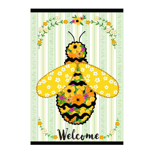 Ric Rac Bee Applique House Flag