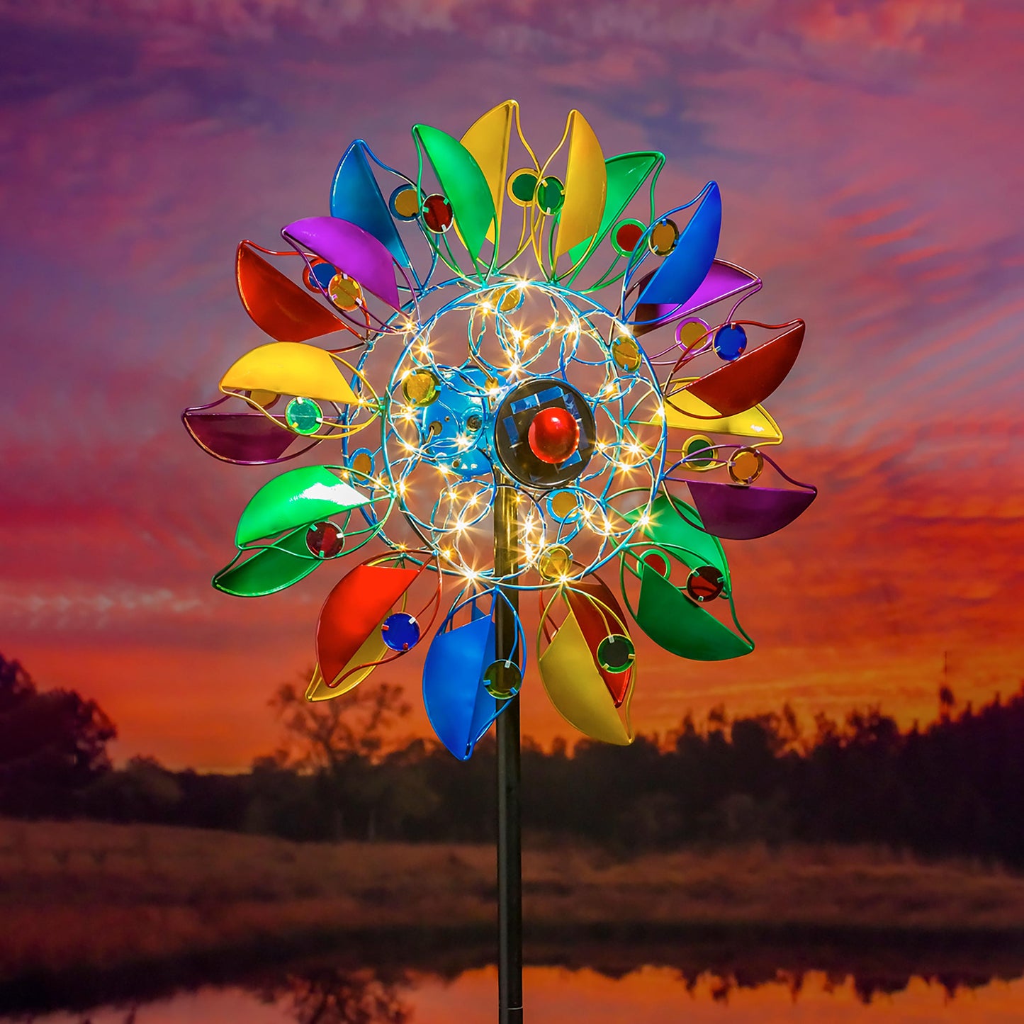 75"H Solar Wind Spinner, Radiant Jewel