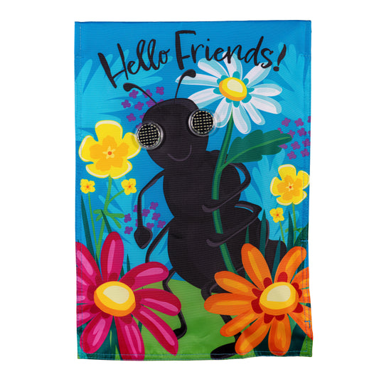 Animated Floral Ant Applique Lighted Garden Flag