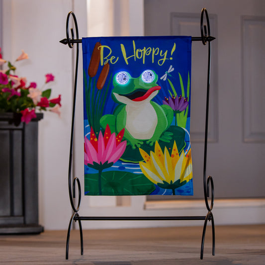 Animated Be Hoppy Applique Lighted Garden Flag