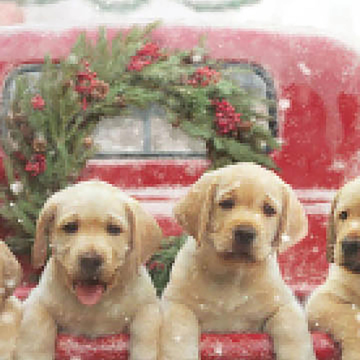 Red Truck with Puppies Suede Garden Flag