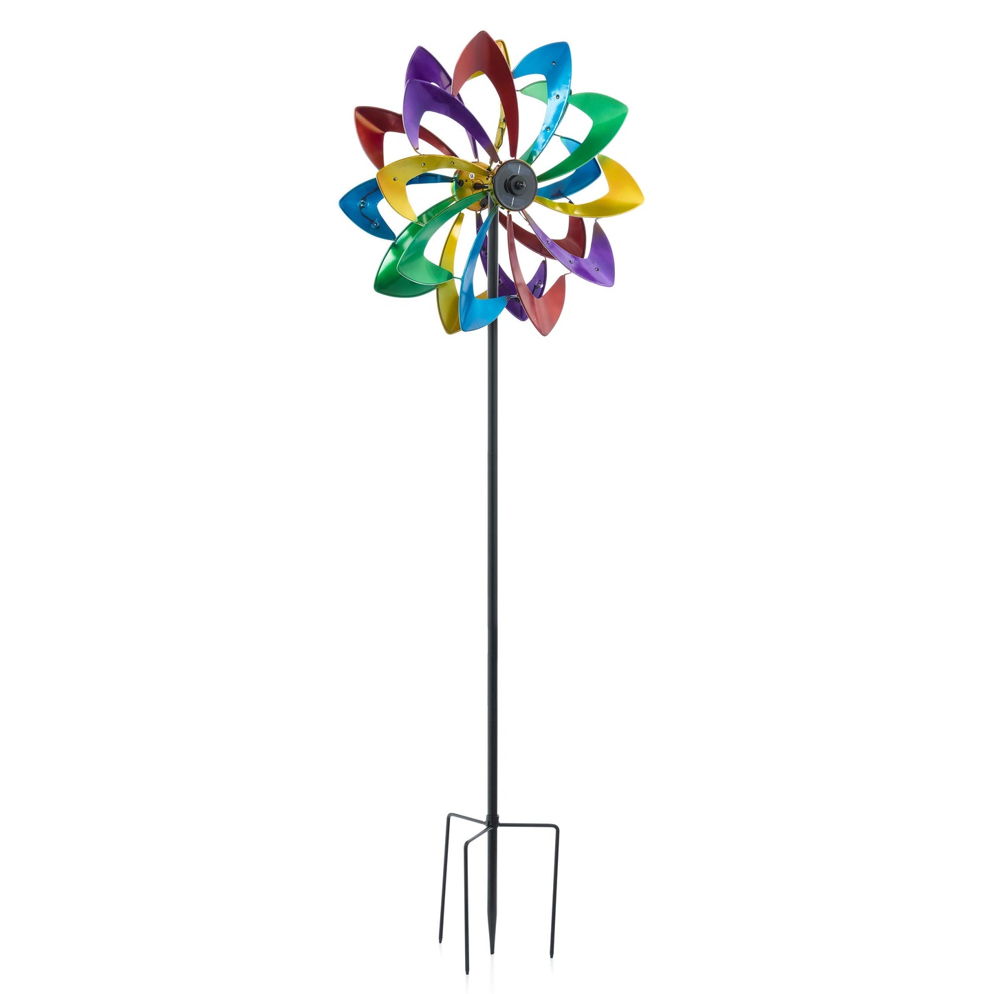 75" LED Solar Flower Wind Spinner