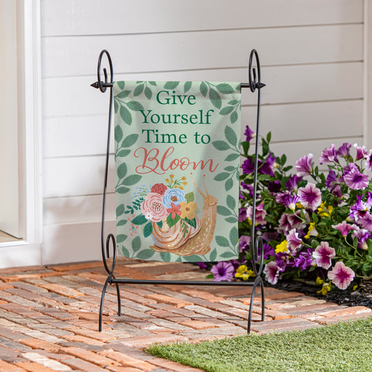 Cottage Garden Snail Bloom Suede Garden Flag