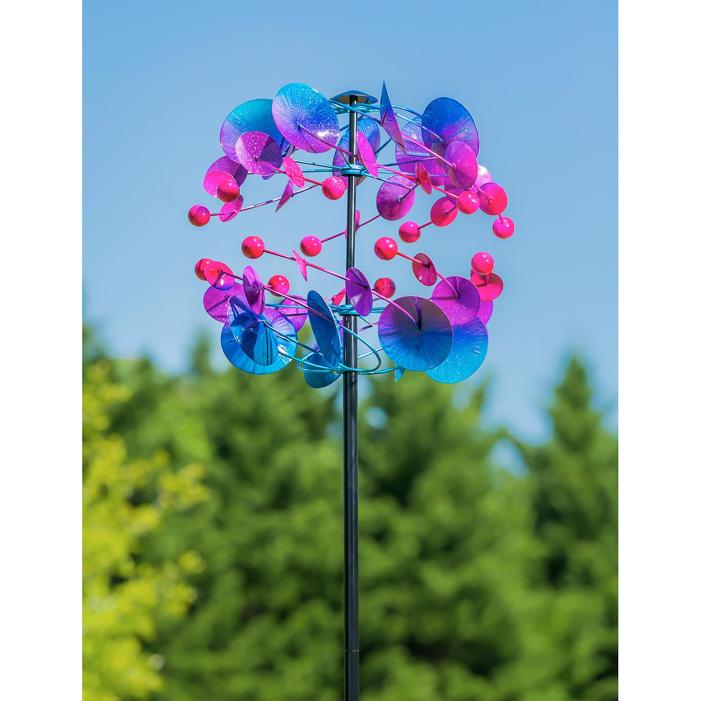 74.75"H Wind Spinner, Blue Purple Pink Ombre