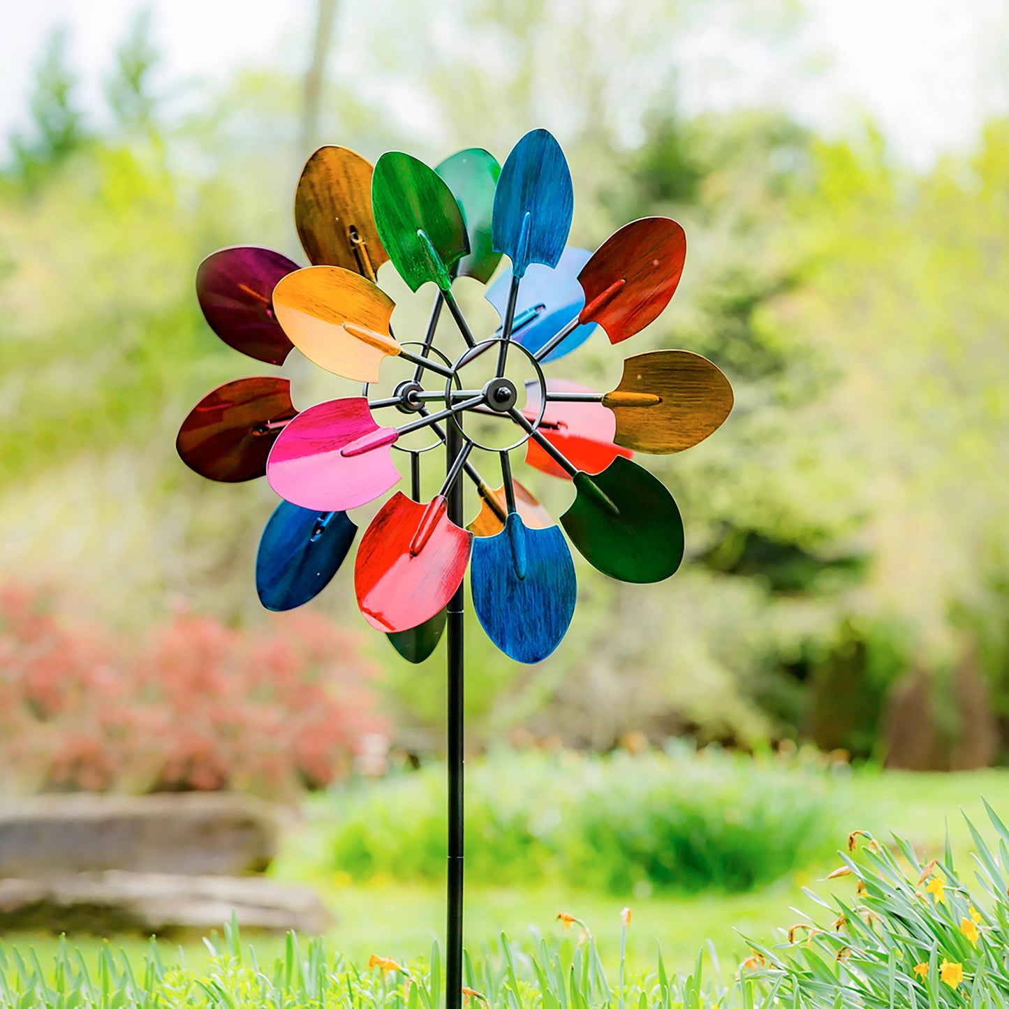 72"H Wind Spinner, Multicolored Shovels