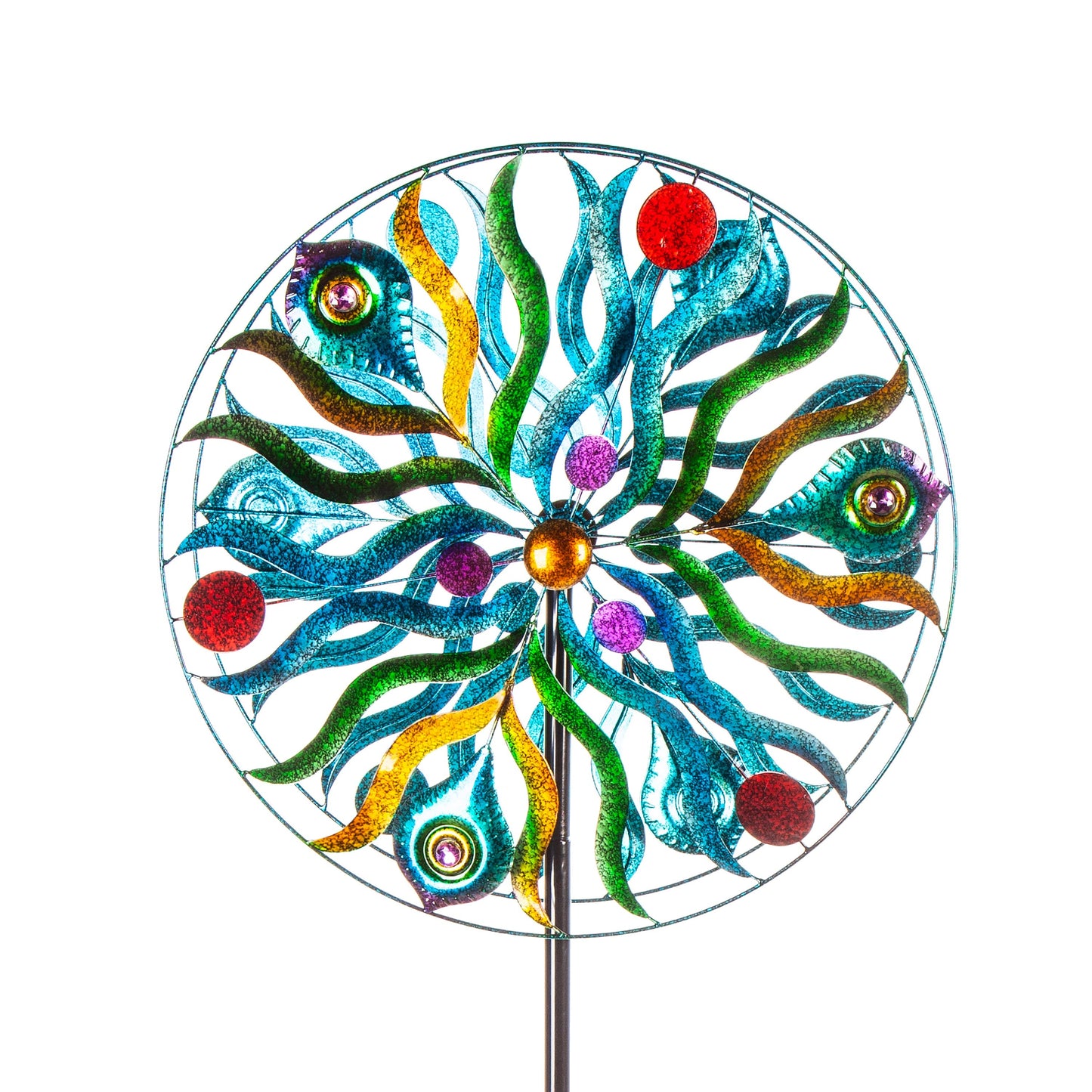 75"H Wind Spinner, Peacock in Motion