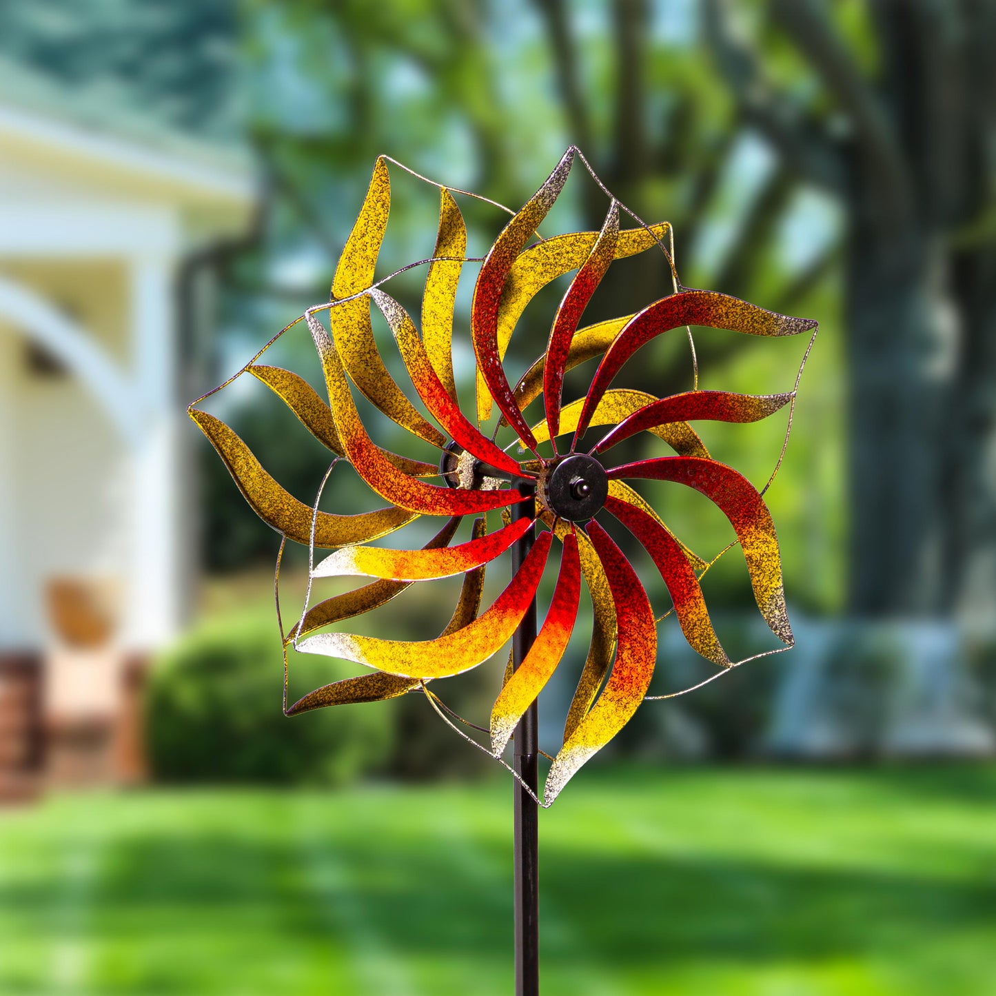 Metal Wind Spinner, Summer Flower,75"H