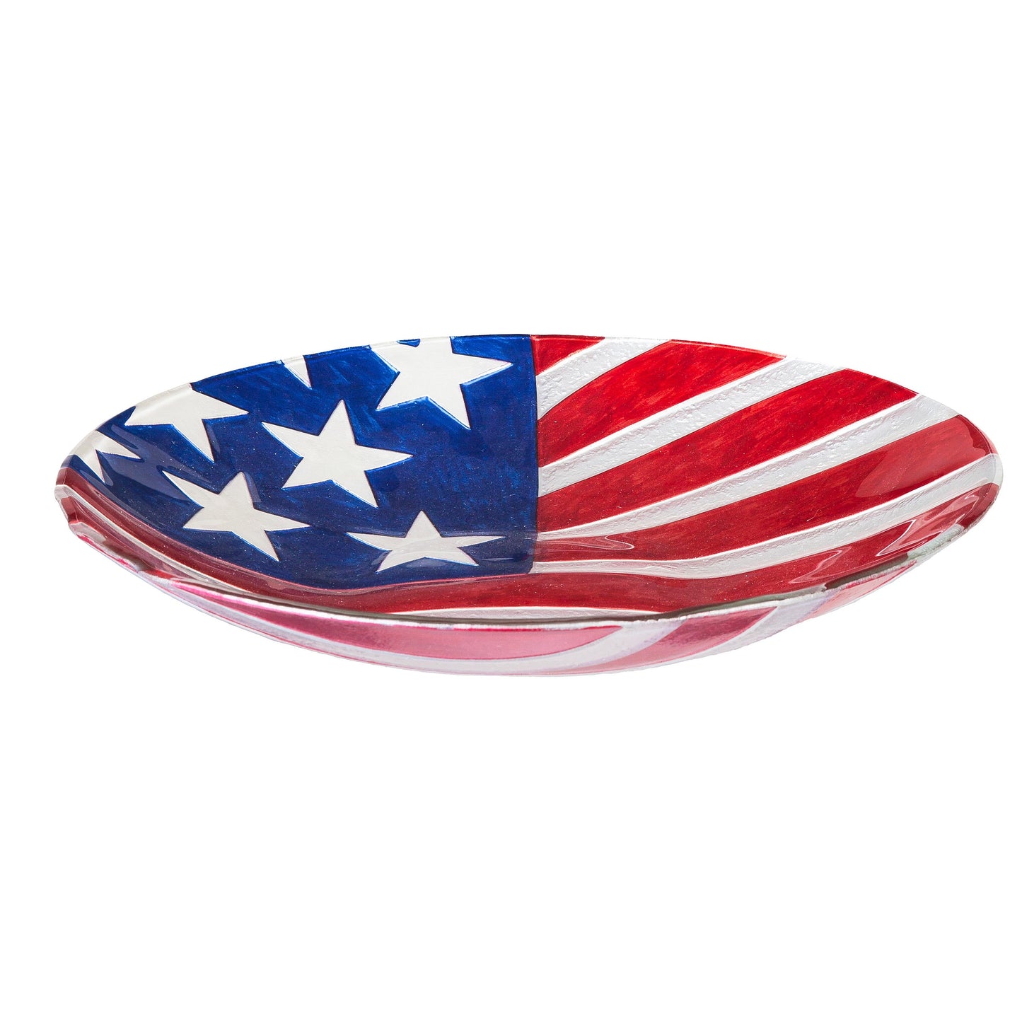 Red, White, & Bloom Birdbath, American Flag, 18"