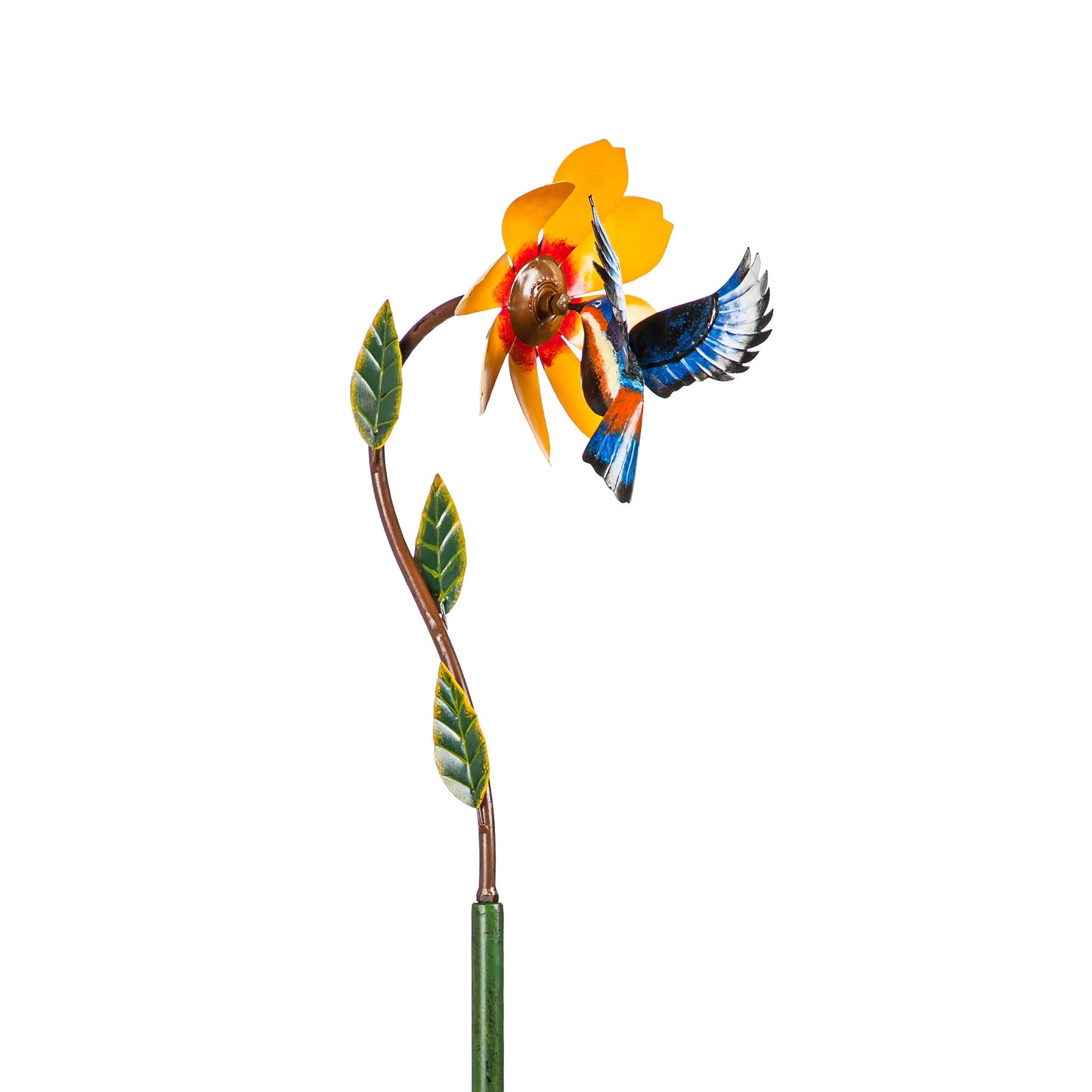 Metal Bird and Yellow Flower Spinner