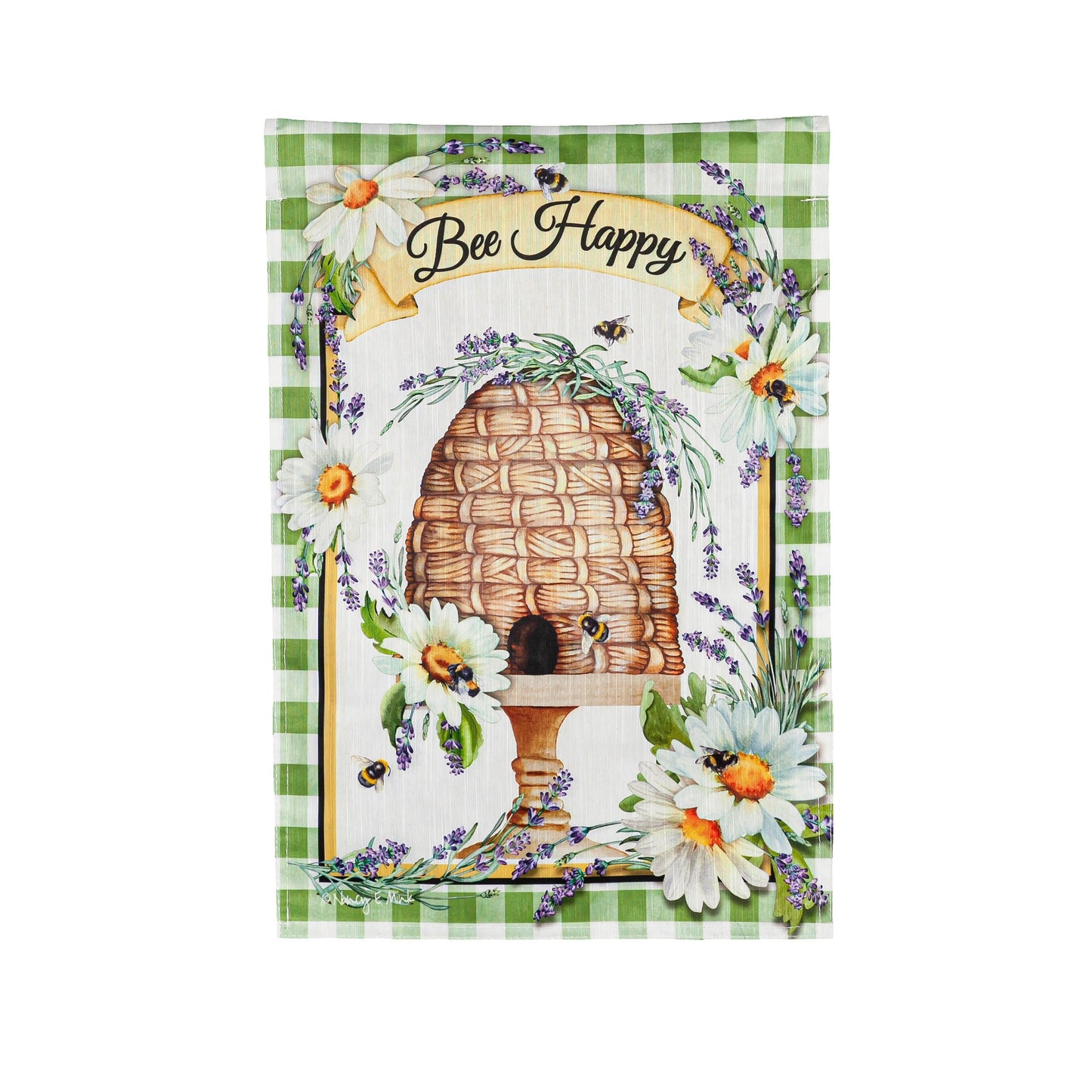 Happy Bee Hive Garden Strie Flag