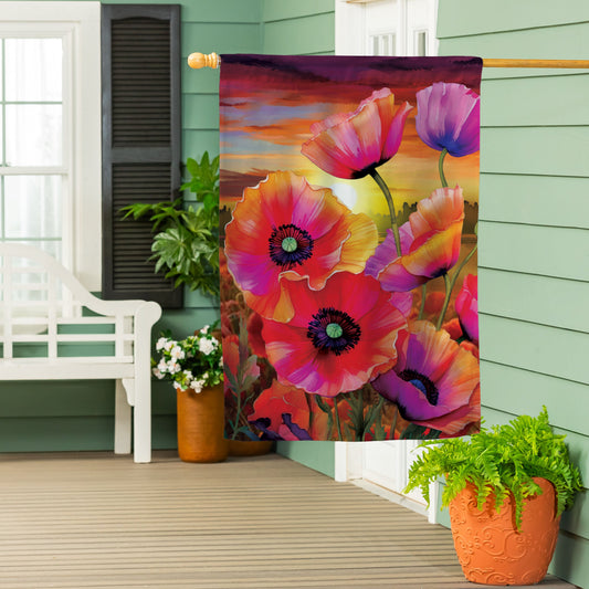 Poppy Sunset Suede House Flag