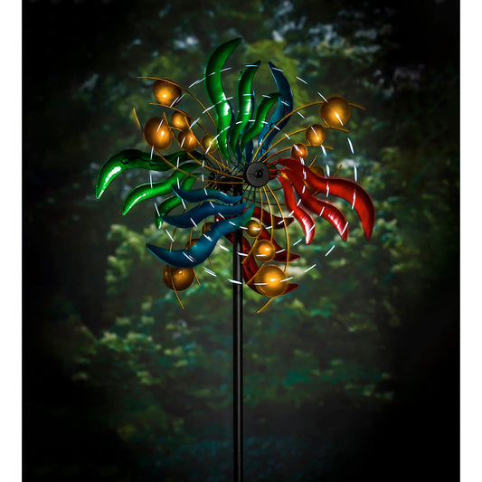 84" Wind Powered Lighted Wind Spinner, Circles & Waves