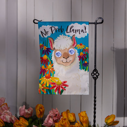 Animated No Prob Llama Applique Lighted Garden Flag