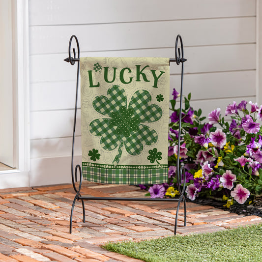 Lucky Clover Suede Garden Flag