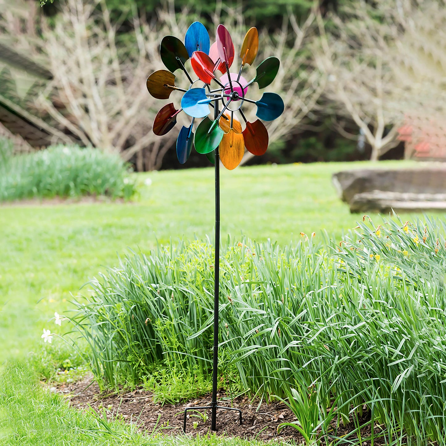 72"H Wind Spinner, Multicolored Shovels