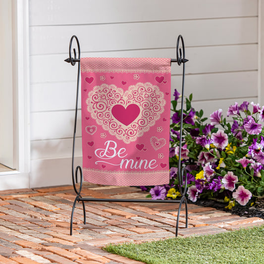 Laced Heart Be Mine Suede Garden Flag