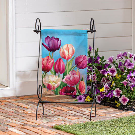 Tulip Palooza Suede Garden Flag