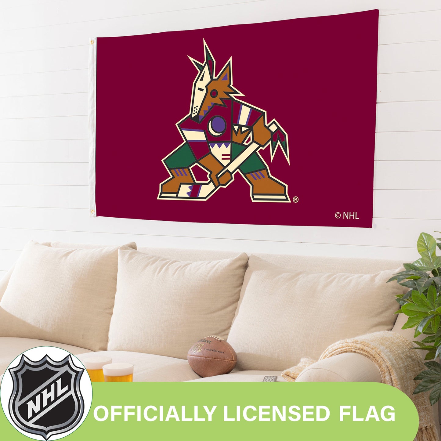Arizona Coyotes Single Sided Flag w/ 2 Grommets, 3'x5'