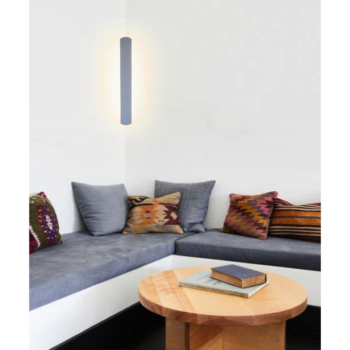3"W Solid Wood Hover Plank Corner/Wall Accent Light Plug-In  Almond Finish by Home Concept
