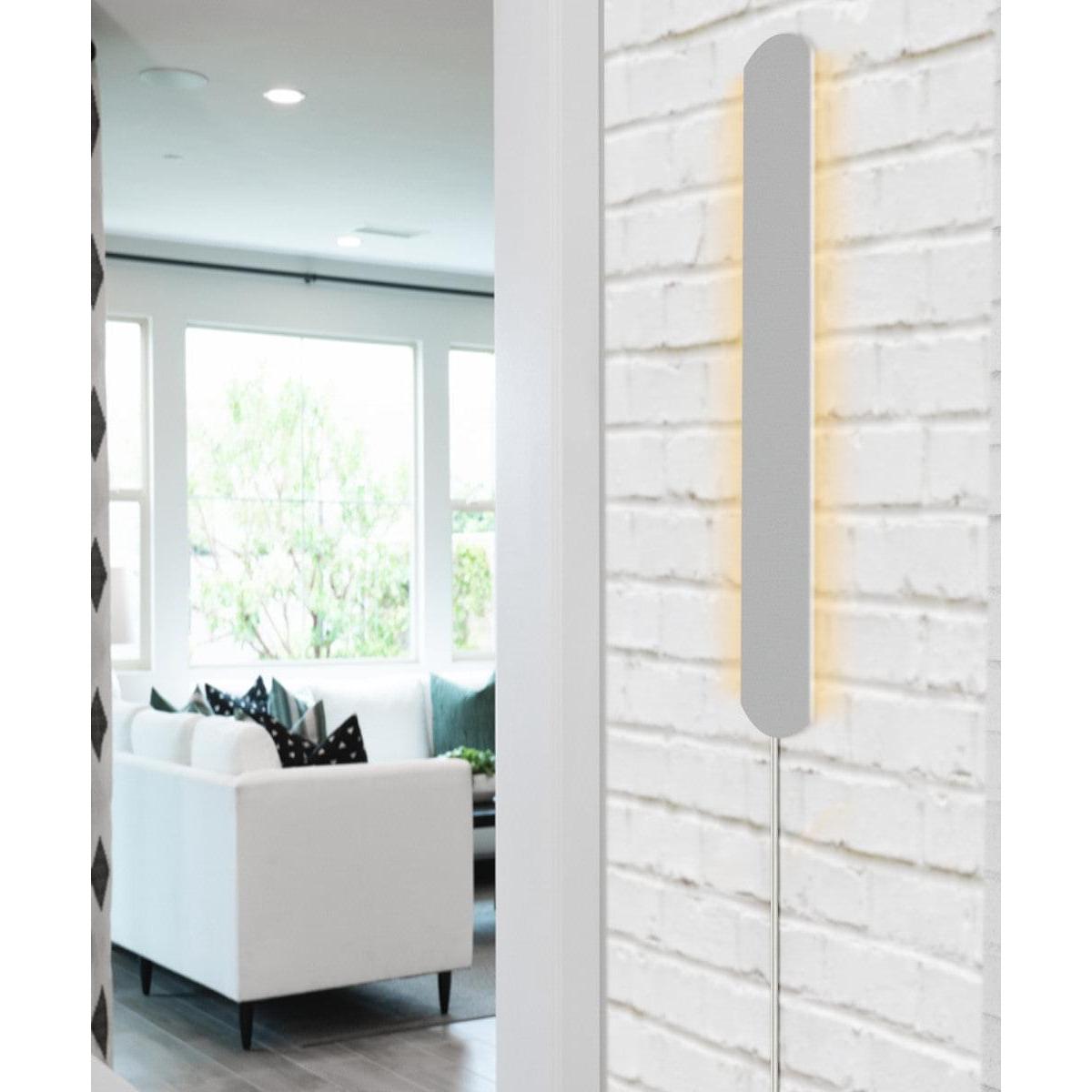 3"W Solid Wood Hover Plank Corner/Wall Accent Light Plug-In  Almond Finish by Home Concept