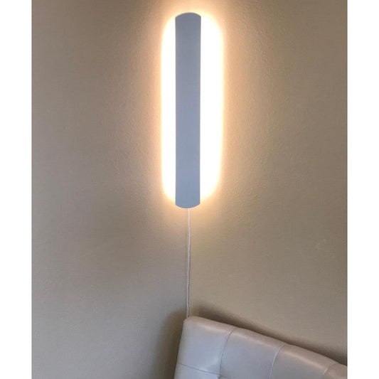 3"W Solid Wood Hover Plank Corner/Wall Accent Light Plug-In  Almond Finish by Home Concept