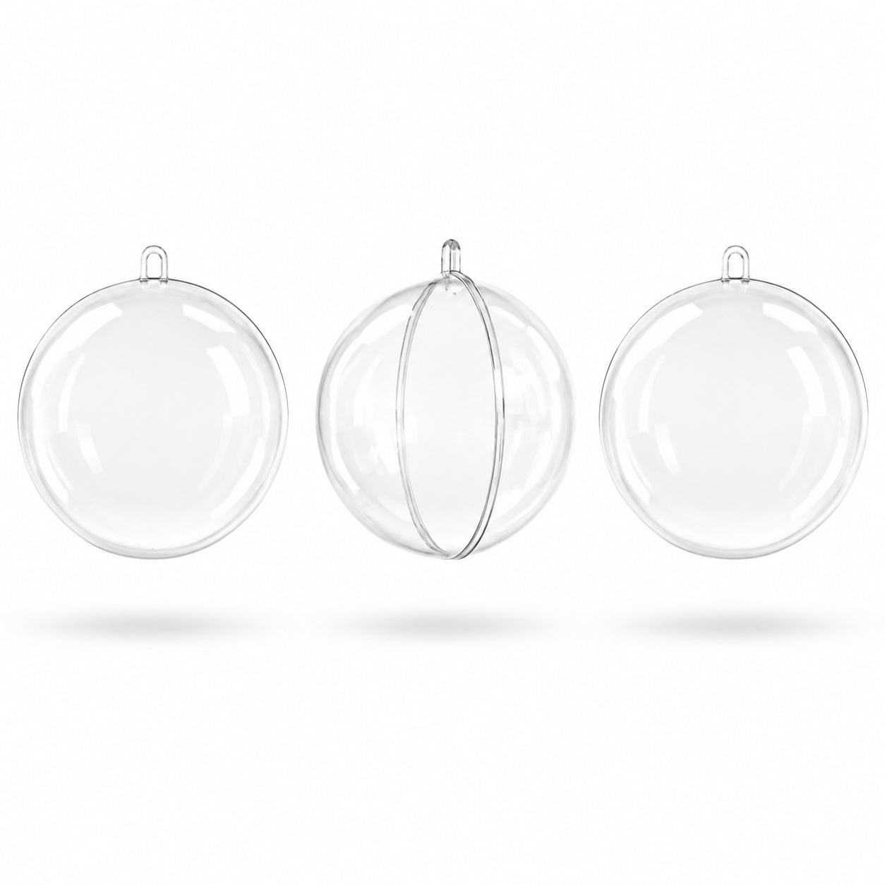 3.15-Inch Clear Plastic Fillable Christmas Ball Ornaments for DIY Projects: Set of 3
