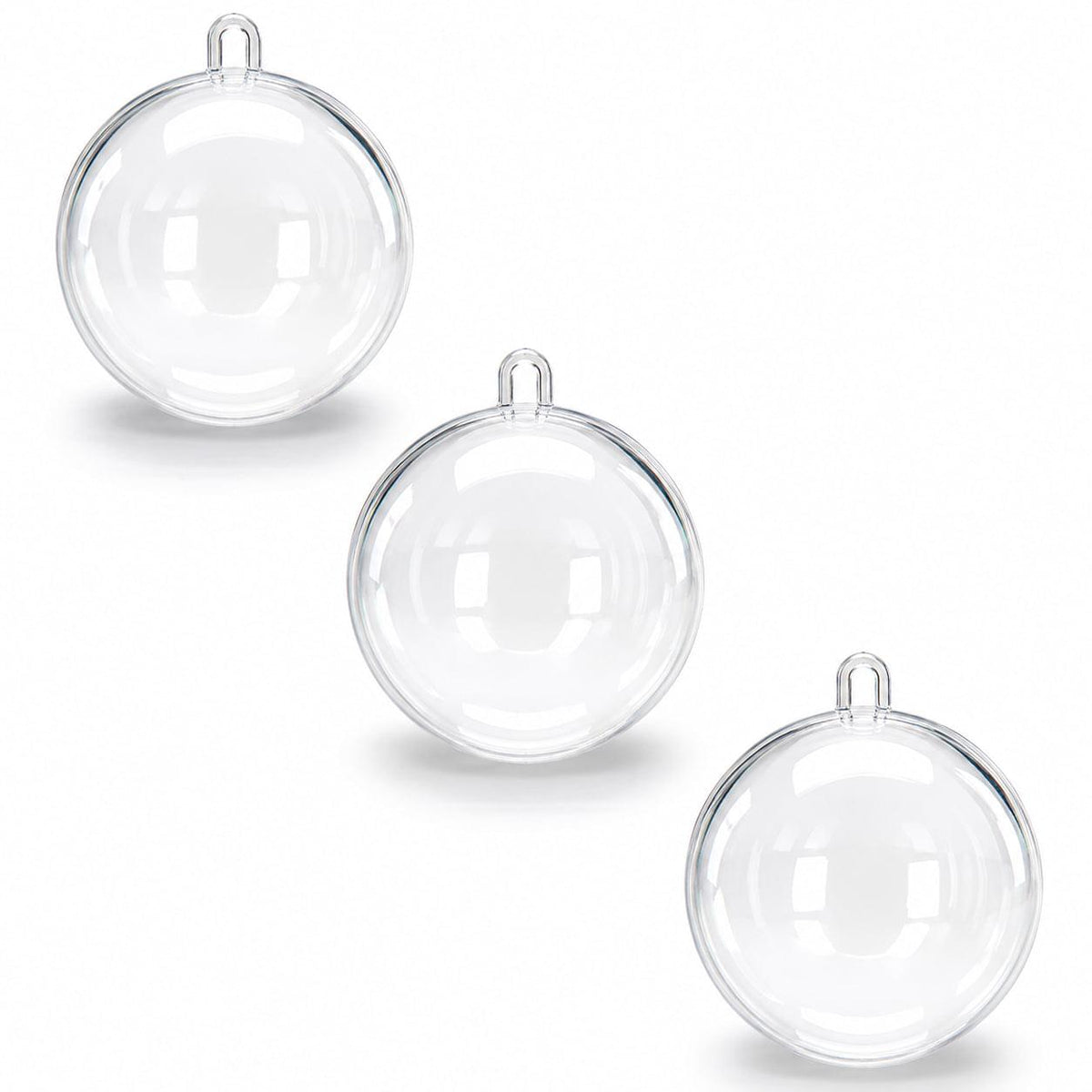 3.15-Inch Clear Plastic Fillable Christmas Ball Ornaments for DIY Projects: Set of 3