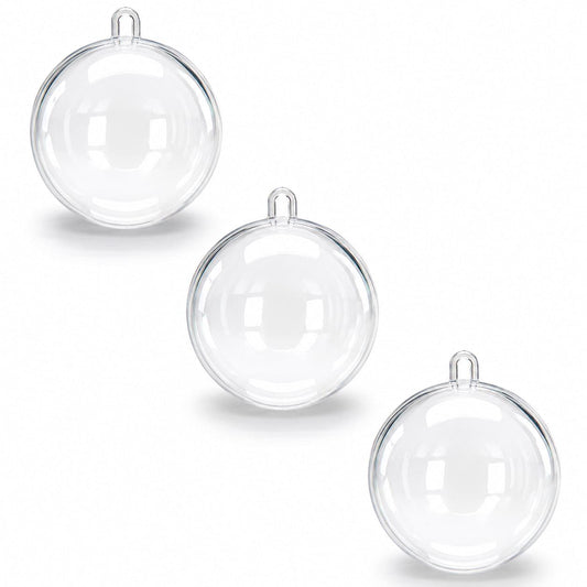 3.15-Inch Clear Plastic Fillable Christmas Ball Ornaments for DIY Projects: Set of 3
