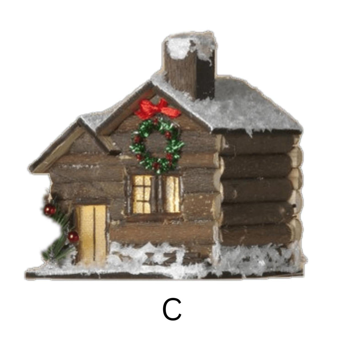 3.75" Lighted Wood House Ornament