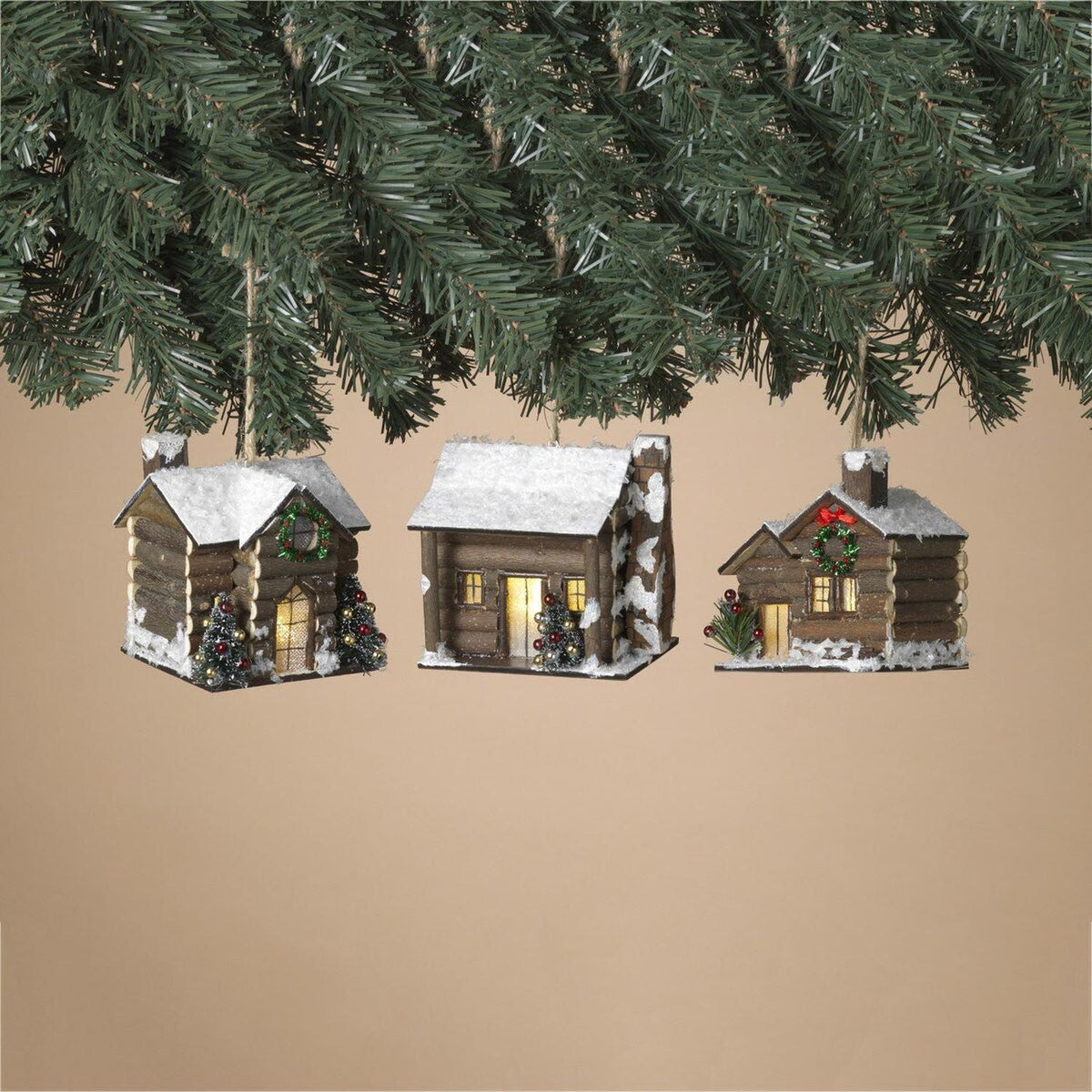 3.75" Lighted Wood House Ornament