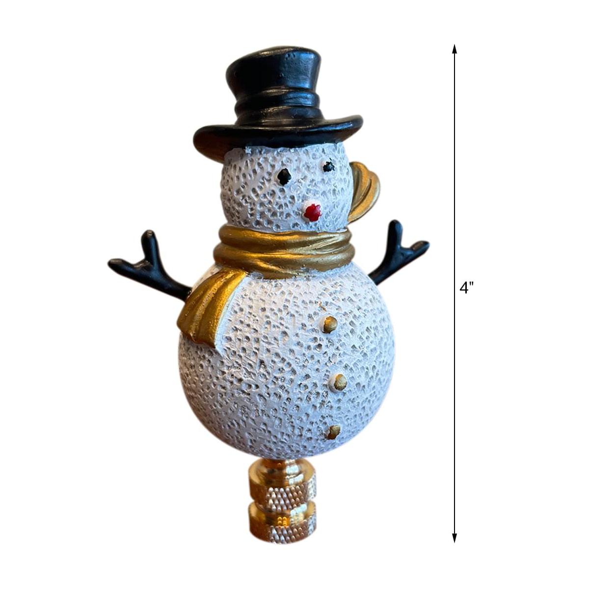 3.7"H Silver and Gold Christmas Snowman Polished Brass Base Lamp Finial