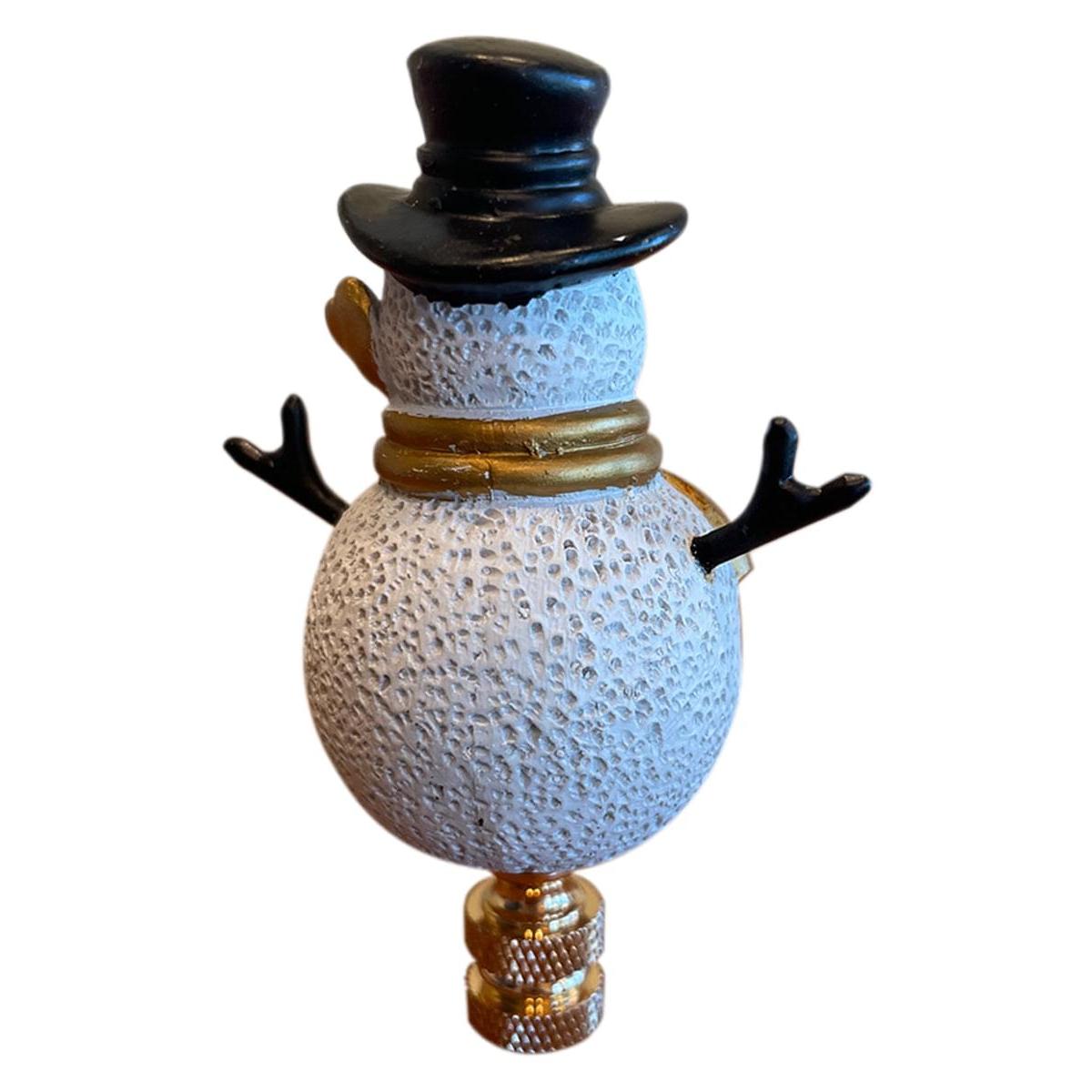 3.7"H Silver and Gold Christmas Snowman Polished Brass Base Lamp Finial