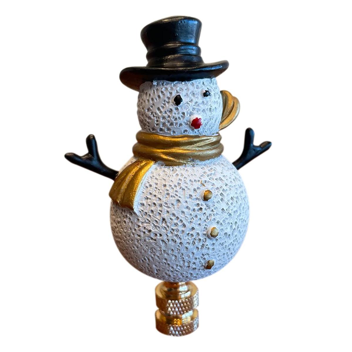3.7"H Silver and Gold Christmas Snowman Polished Brass Base Lamp Finial