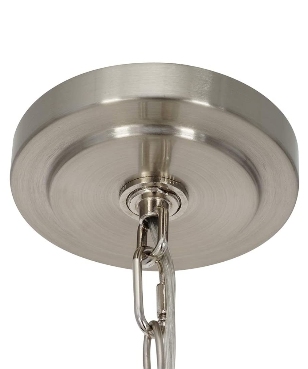 14"W Light Pendant Brushed Nickel Finish with Oatmeal Linen Shade