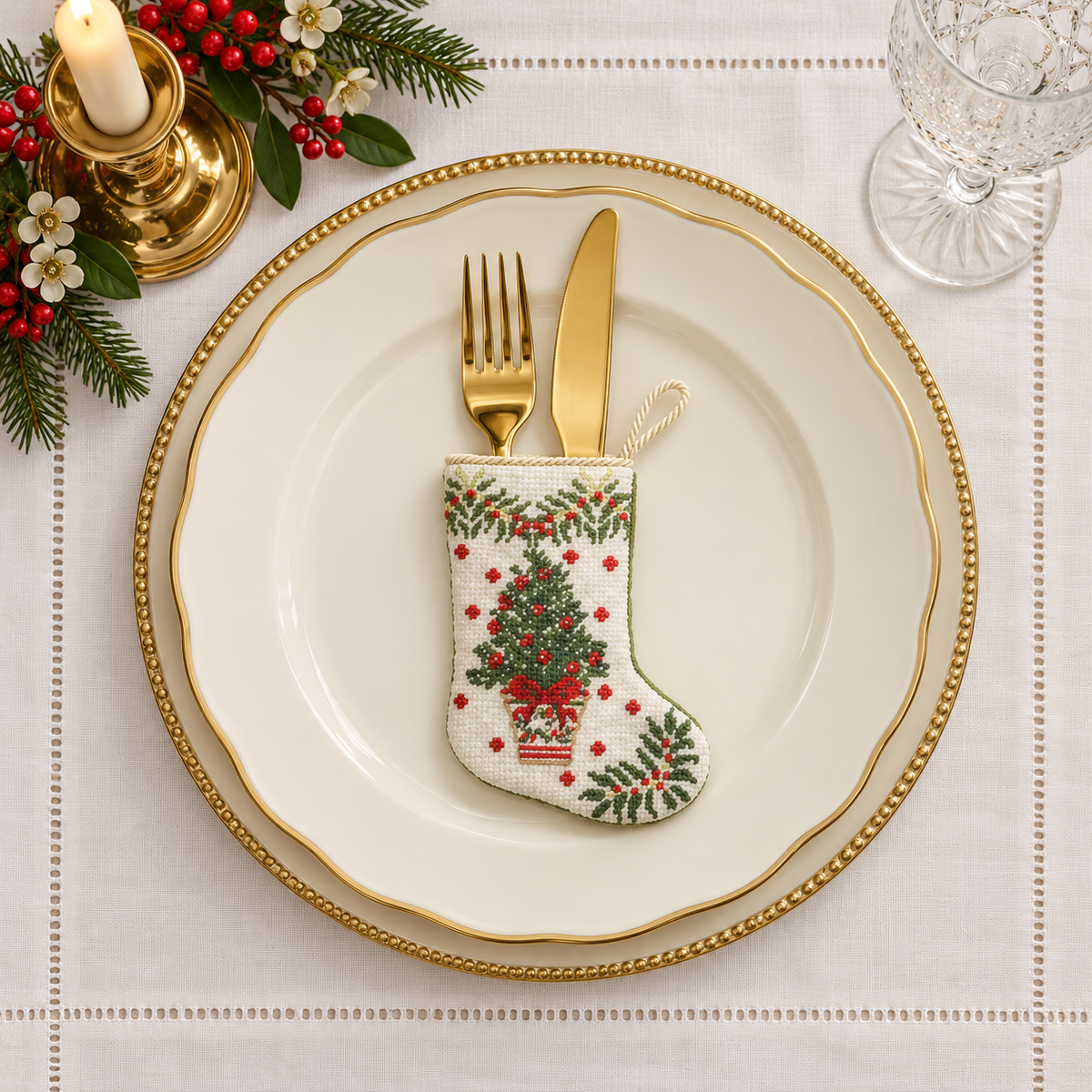 The Classic Tree Needlepoint Stocking (2 Sizes)