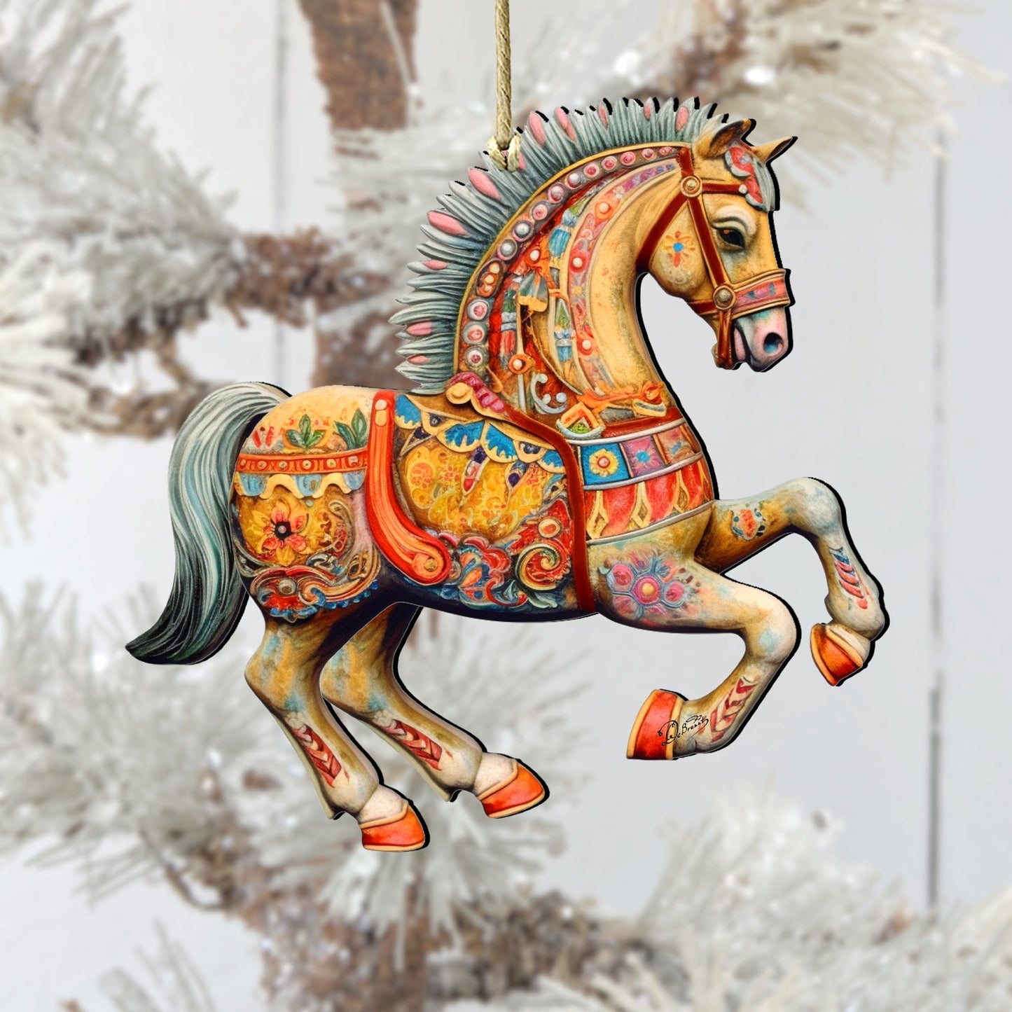Ornamental Horses Wooden Ornaments Set of 3 by G. Debrekht - Christmas Decor - 8100193S3
