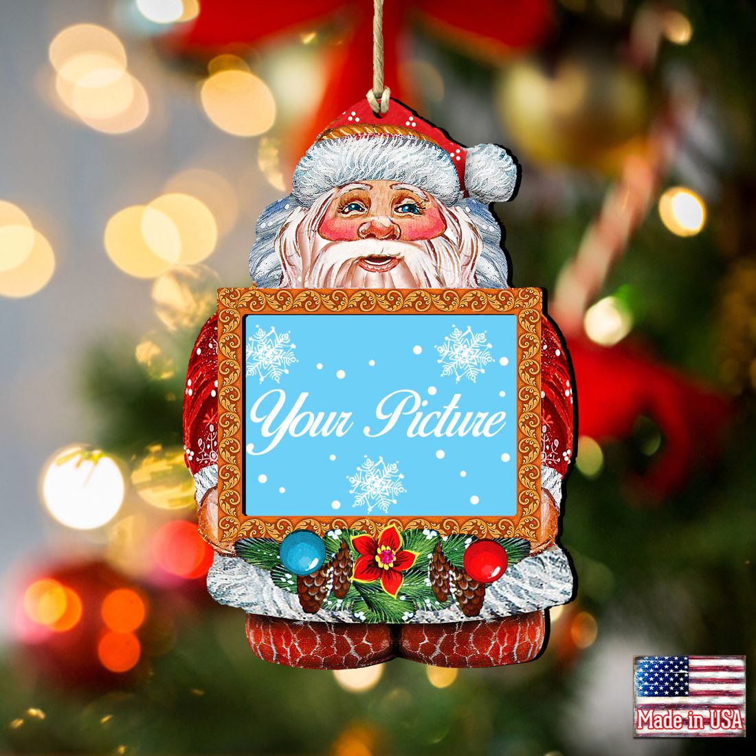 Santa Christmas Picture Frame Ornaments - Ornament for Photo - Christmas Santa Snowman Decor - 8117808PF